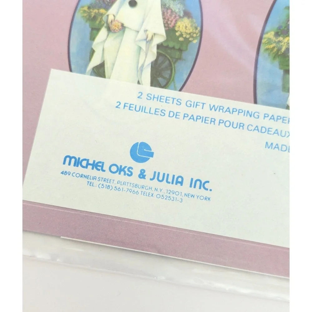 Vintage Mira Fujita Pierrot Mime Clown Gift Wrap Paper Sealed Michel Oks France